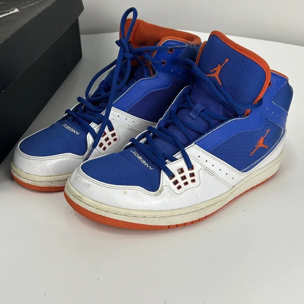 Nike Air Jordan 1 Flight Mid Sneaker Men 10.5 Blue Orange White Basketball Retro